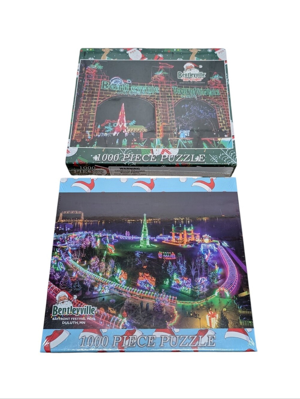 New 2 Puzzles of Bentleyville Christmas Holiday Scenery in Duluth MN 1000 Piece